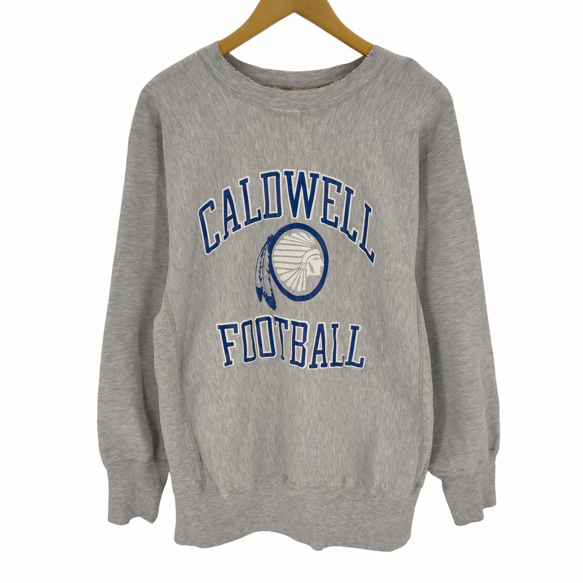 Champion(チャンピオン) 90S USA製  刺繍タグ reverse weave caldwell football カレッジ 3段 ラバープリント メンズ JPN：XL 【中古】【ブランド古着バズストア】 チャンピオン Champion 90S USA製 刺繍タグ reverse weave caldwell