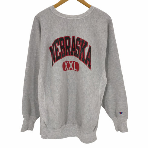チャンピオン Champion 90S Mexico製 刺繍タグ reverse weave nebraska カレッジ ラバープリント メンズ JPN:L