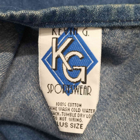 KEVIN G 猫花デザイン シャンブレーデニムベスト レディース