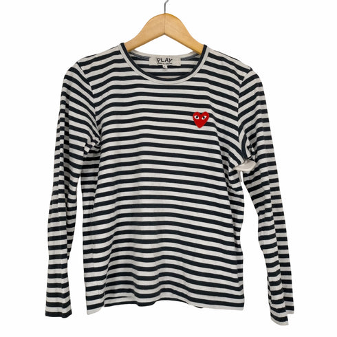 プレイコムデギャルソン PLAY COMME des GARCONS ハートロゴ刺繍ボーダーL/S TEE レディース JPN:L