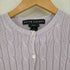 ラルフローレン RALPH LAUREN 00s インパクト21 SLIM FIT ノーカラー コットンケーブルニットカーディガン レディース import:S