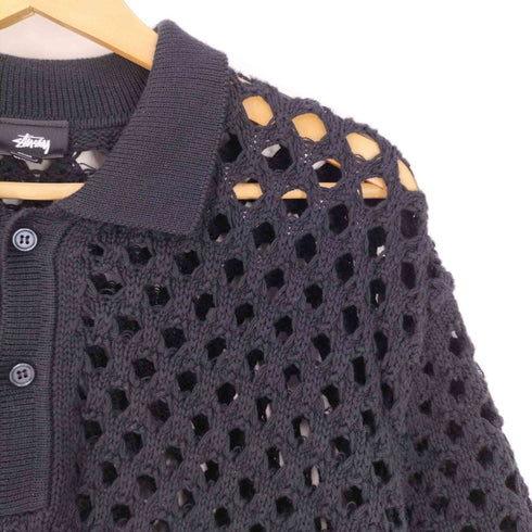 ステューシー Stussy Big Mesh Polo Sweater ビッグメッシュ ニットポロシャツ メンズ import:L