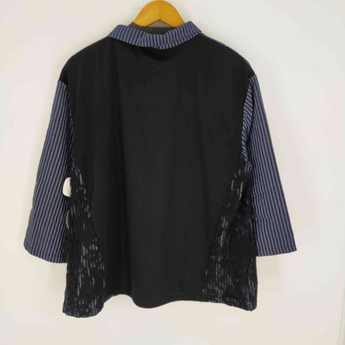 レース切替 ストライプシャツ レディース 3xl