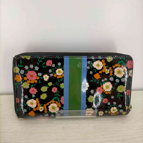 トリーバーチ TORY BURCH 花柄 ラウンドジップ エナメルウォレット 長財布 レディース