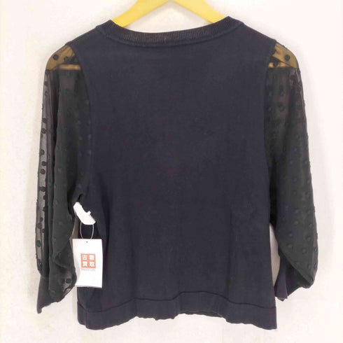 ビューティーアンドユースユナイテッドアローズ BEAUTY & YOUTH UNITED ARROWS ドットシフォンジャカード6分袖ニット レディース FREE