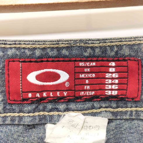 オークリー OAKLEY 00s Y2K rare japanese 切替変形フレアデニムパンツRED CORE DENIM UTILITY PANTS レディース UK8