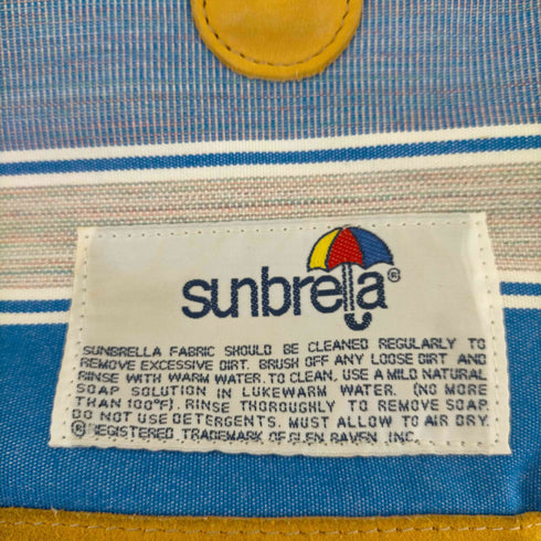 sunbrela ボーダー柄 底スエード 横長ハンドバッグ レディース
