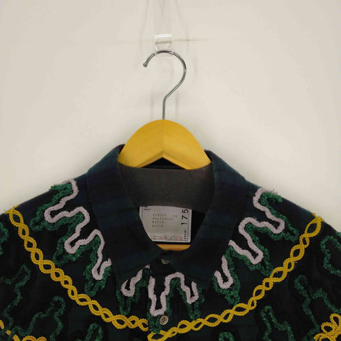 サカイ Sacai 18AW Embroidery Check Shirt ウールチェックシャツ 刺繍 ブラックウォッチ メンズ JPN:3