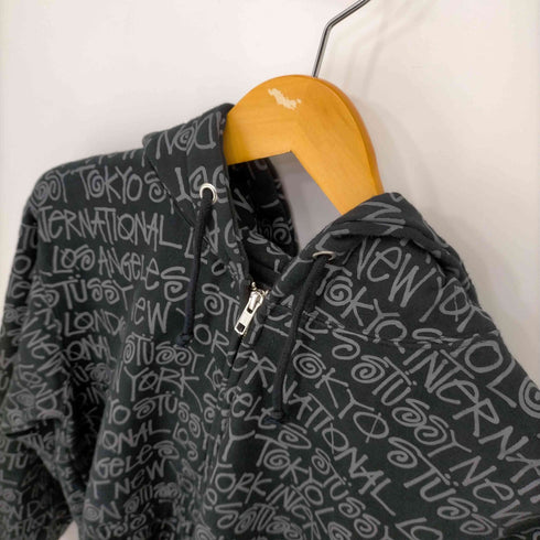 ステューシー Stussy 総ロゴプリントジップアップパーカー メンズ import:M