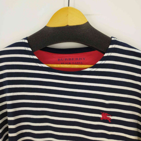 バーバリーブラックレーベル BURBERRY BLACK LABEL スモールロゴ刺繍 ボーダー S/S TEE メンズ 3