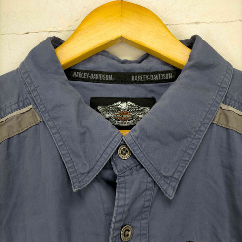 ハーレーダヴィットソン HARLEY DAVIDSON 00S ロゴ刺繍半袖ワークシャツ メンズ 3XL