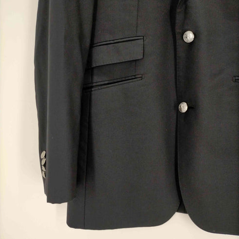 バーバリーブラックレーベル BURBERRY BLACK LABEL 2b ブレザー 裏地ノバチェック 120sウール 銀ボタン メンズ JPN:L