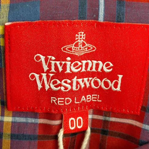 ヴィヴィアンウエストウッドレッドレーベル Vivienne Westwood RED LABEL オーブ刺繍 タータンチェック フリルブラウス レディース 00