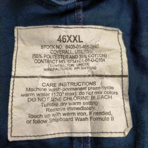 ユーエスネイビー U.S.NAVY IDEALジッパー 刺繍ワッペン オールインワン ツナギ メンズ 46XXL