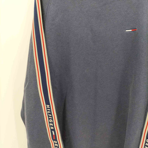 トミーヒルフィガー TOMMY HILFIGER HILFIGER DENIM フラッグタグ ロゴ刺繍 裾スリット 袖ライン クルーネック トレーナー メンズ import:XXL