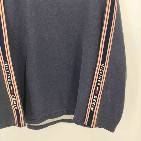 トミーヒルフィガー TOMMY HILFIGER HILFIGER DENIM フラッグタグ ロゴ刺繍 裾スリット 袖ライン クルーネック トレーナー メンズ import:XXL