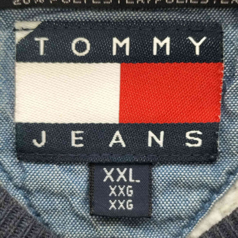 トミーヒルフィガー TOMMY HILFIGER HILFIGER DENIM フラッグタグ ロゴ刺繍 裾スリット 袖ライン クルーネック トレーナー メンズ import:XXL