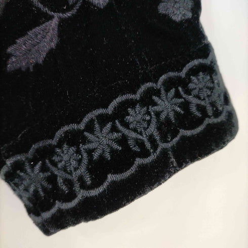ザラ ZARA 花刺繍 ベロア ノーカラージャケット レディース import:M