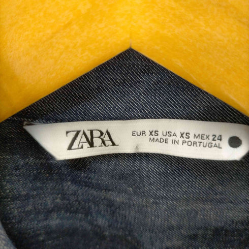 ザラ ZARA ポケットフェイクレザー デニムシャツ レディース import:XS