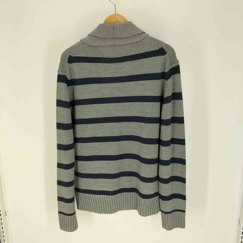 クイックシルバー Quiksilver ロゴ 刺繍 ショールカラー ボーダー ニット カーディガン メンズ import:L