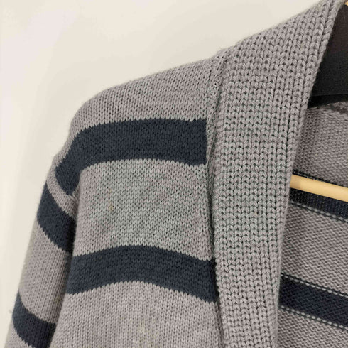 クイックシルバー Quiksilver ロゴ 刺繍 ショールカラー ボーダー ニット カーディガン メンズ import:L