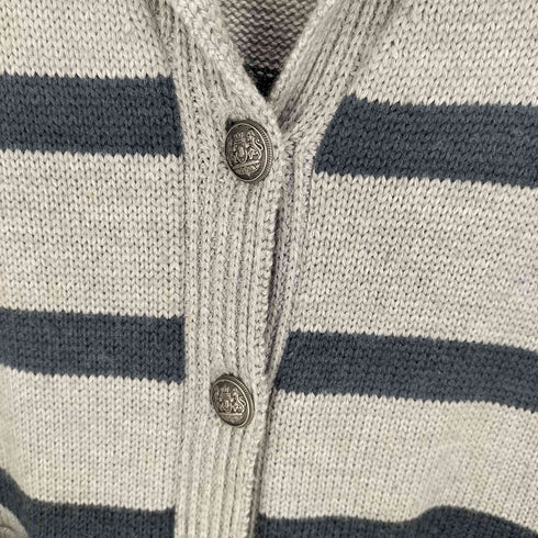 クイックシルバー Quiksilver ロゴ 刺繍 ショールカラー ボーダー ニット カーディガン メンズ import:L