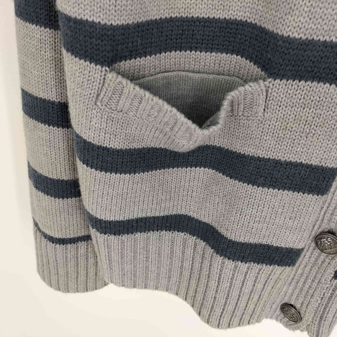 クイックシルバー Quiksilver ロゴ 刺繍 ショールカラー ボーダー ニット カーディガン メンズ import:L