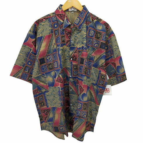 CHAMPAGNE THAI SILK エスニック 総柄 半袖シャツ メンズ import:XXL