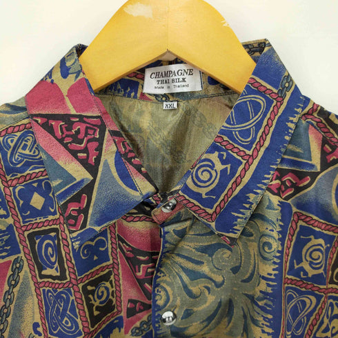 CHAMPAGNE THAI SILK エスニック 総柄 半袖シャツ メンズ import:XXL