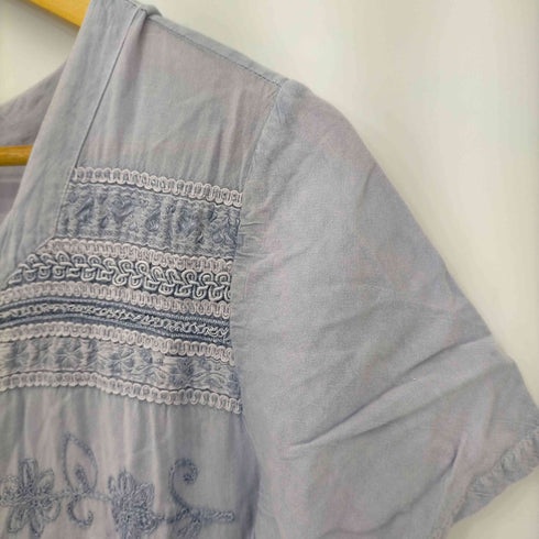 DEL SOL MADE IN INDIA 刺繍レース切替楊柳スカートワンピース レディース G/L