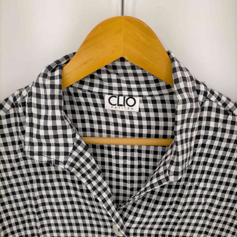CLIO PETITES MADE IN USA ギンガムチェックオープンカラーシャツ レディース