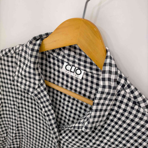 CLIO PETITES MADE IN USA ギンガムチェックオープンカラーシャツ レディース