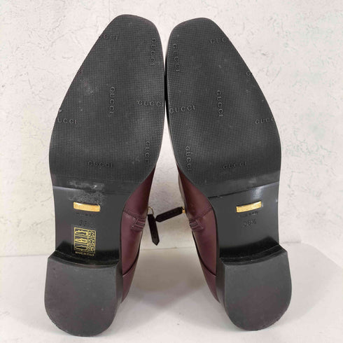 グッチ GUCCI ダブルG レザー ショートブーツ ローヒール スクエアトゥ レディース 36.5