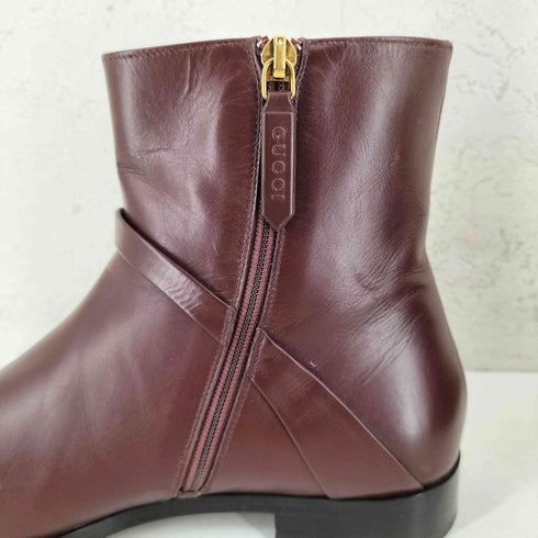 グッチ GUCCI ダブルG レザー ショートブーツ ローヒール スクエアトゥ レディース 36.5