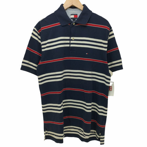 トミーヒルフィガー TOMMY HILFIGER マルチボーダー 鹿の子半袖ポロシャツ メンズ M
