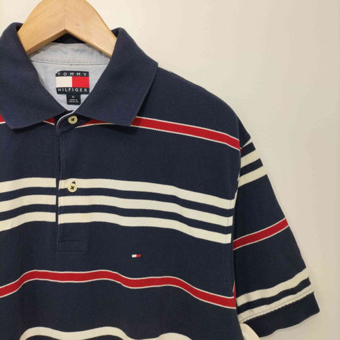 トミーヒルフィガー TOMMY HILFIGER マルチボーダー 鹿の子半袖ポロシャツ メンズ M