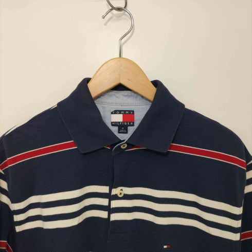トミーヒルフィガー TOMMY HILFIGER マルチボーダー 鹿の子半袖ポロシャツ メンズ M