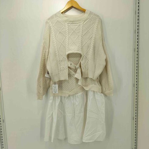 グレイル GRL バックベルトトップスXドッキングスカートニットセットアップ レディース L