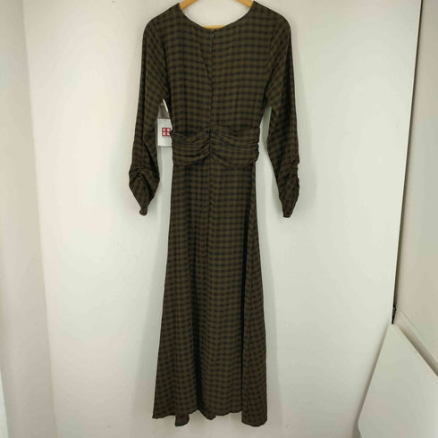 ザラ ZARA dress Midi Khaki black check print レディース import:S