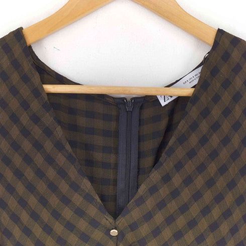 ザラ ZARA dress Midi Khaki black check print レディース import:S