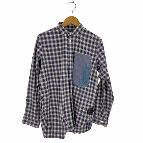 ジュンヤワタナベコムデギャルソンマン JUNYA WATANABE COMME des GARCONS MAN AD2011 デニム切替デザインコットンチェックシャツ メンズ JPN:M