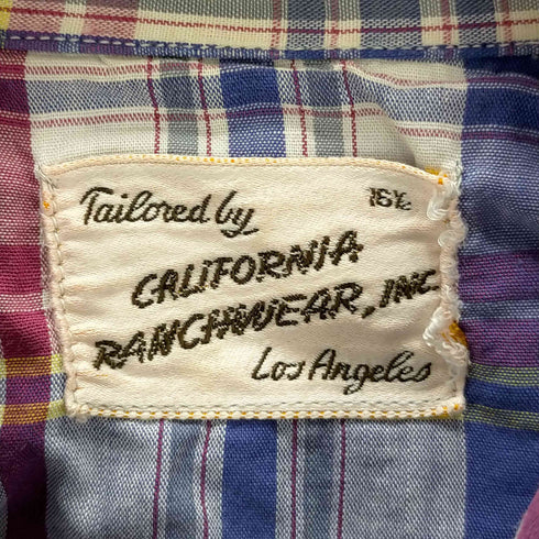 エイチバーシー H BAR C 50~60S CALIFORNIA RANCHWEAR 刺繍チェックウエスタンシャツ メンズ