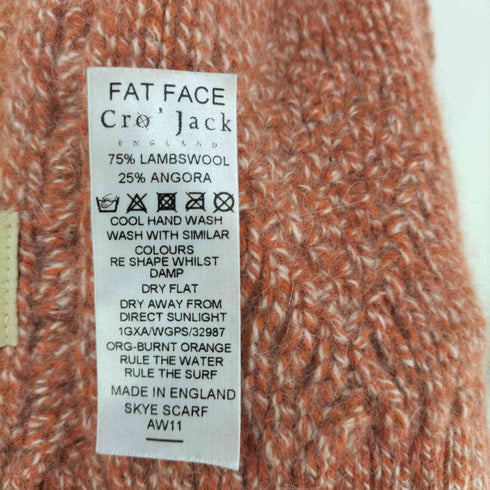 FAT FACE × Cro'Jack 英国製 アンゴラ混 ラムウール ケーブルニットマフラー レディース