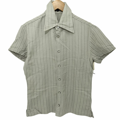 ゴーサンゴーイチプールオム 5351 POUR LES HOMMES ヘリンボーン ロングポイント スナップボタン 半袖シャツ メンズ 2