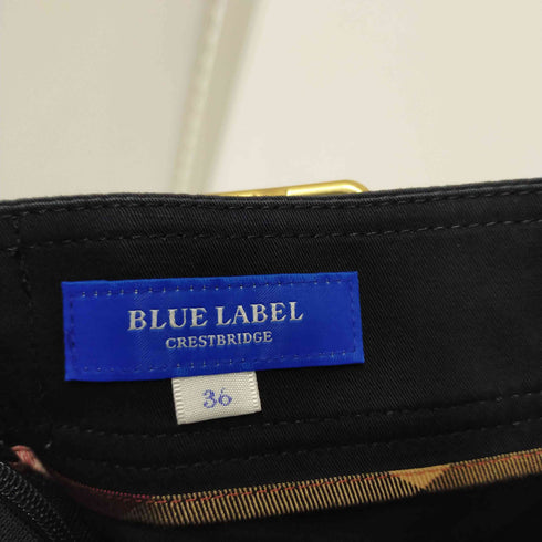 ブルーレーベルクレストブリッジ BLUE LABEL CRESTBRIDGE 金バックルベルト付 フレアミニスカート レディース 36