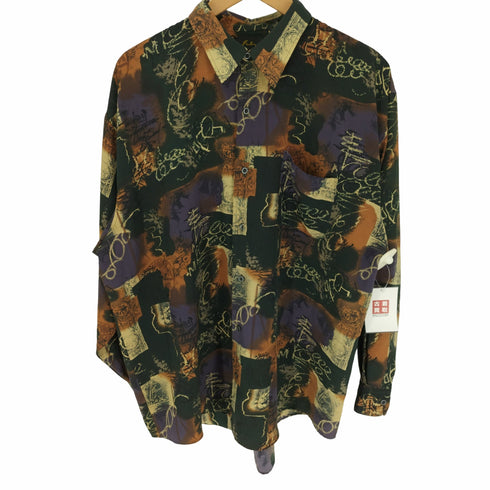 Jalom ポリエステル 総柄 L/S シャツ メンズ LL