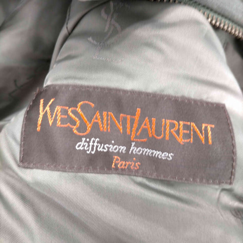 イヴサンローラン Yves Saint Laurent diffusion hommes 裏地チェック コットンナイロン 比翼 ステンカラーコート メンズ 90A4