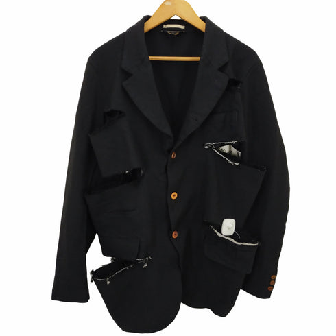 コムデギャルソンオムプリュス COMME des GARCONS HOMME PLUS 切り裂き縮絨 ジャケットシングルテーラードジャケット メンズ import:L