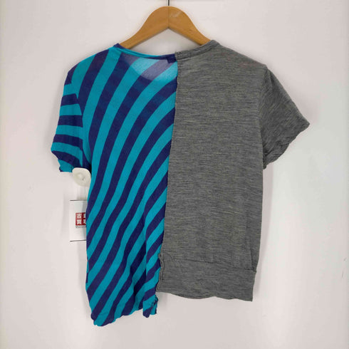 トリココムデギャルソン tricot COMME des GARCONS AD2003 ボーダー切替 ギャザーカットソー レディース