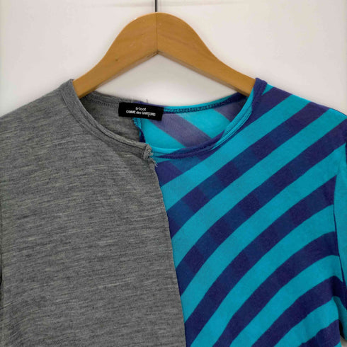 トリココムデギャルソン tricot COMME des GARCONS AD2003 ボーダー切替 ギャザーカットソー レディース